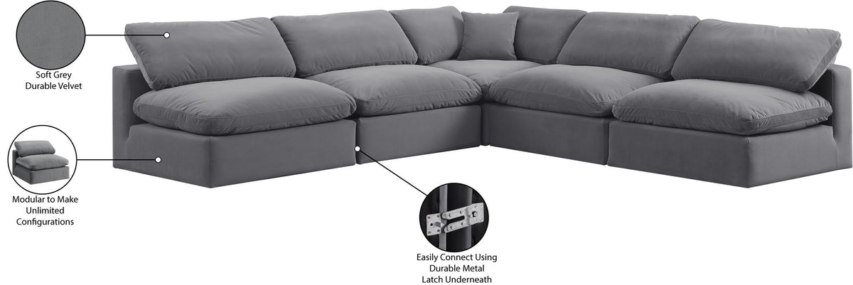 Comfy - 5 Piece Velvet Modular Corner Armless Sectional