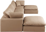 Comfy - 6 Piece Faux Leather Modular Double Chaise Sectional - Tan