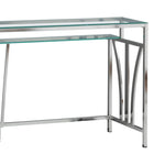 Celina - 72" Rectangle Tempered Glass Console Table - Shiny Nickel
