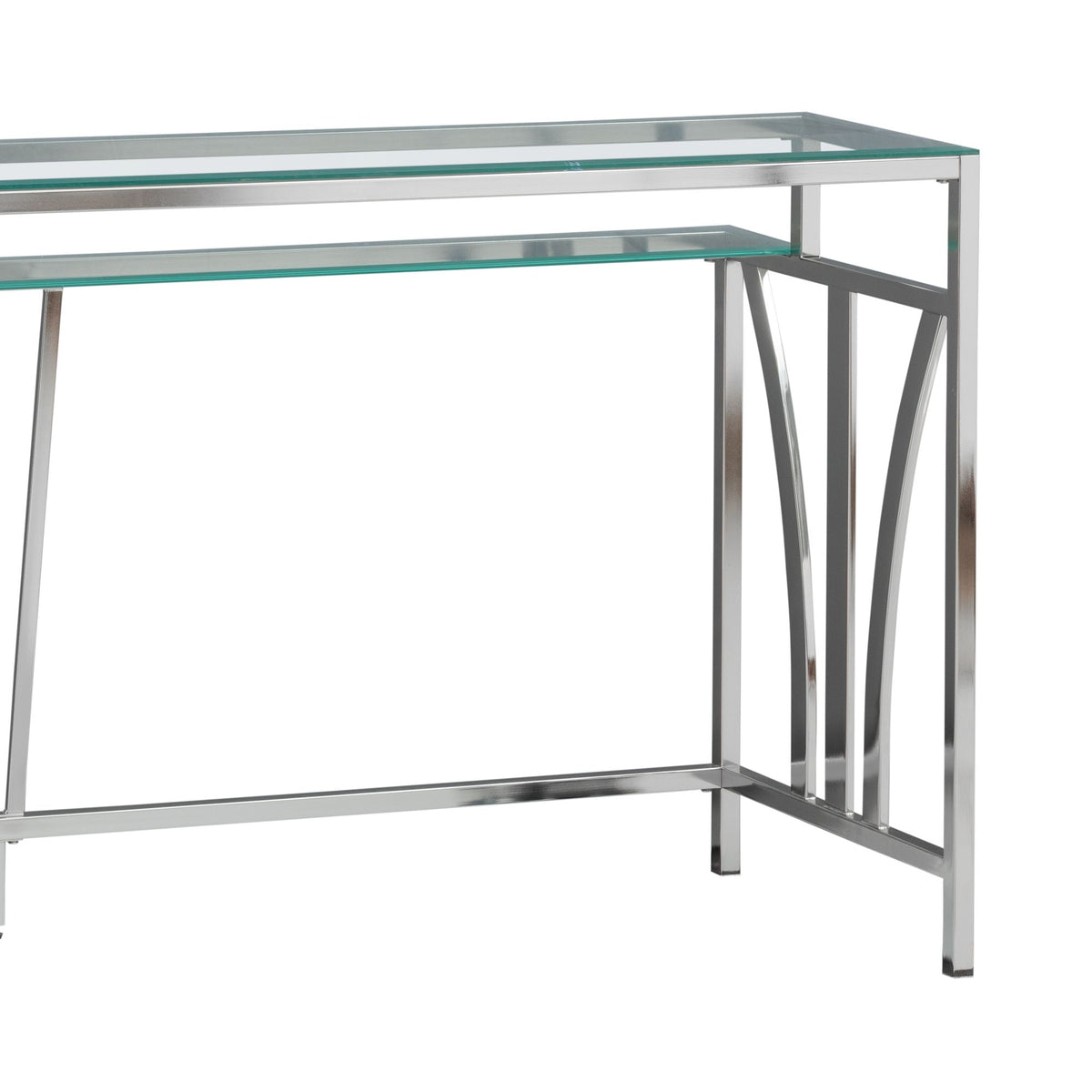 Celina - 72" Rectangle Tempered Glass Console Table - Shiny Nickel