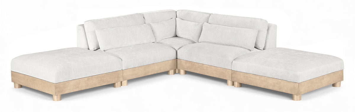 Turin - Chenille Fabric Upholstered Modular Sectional - White