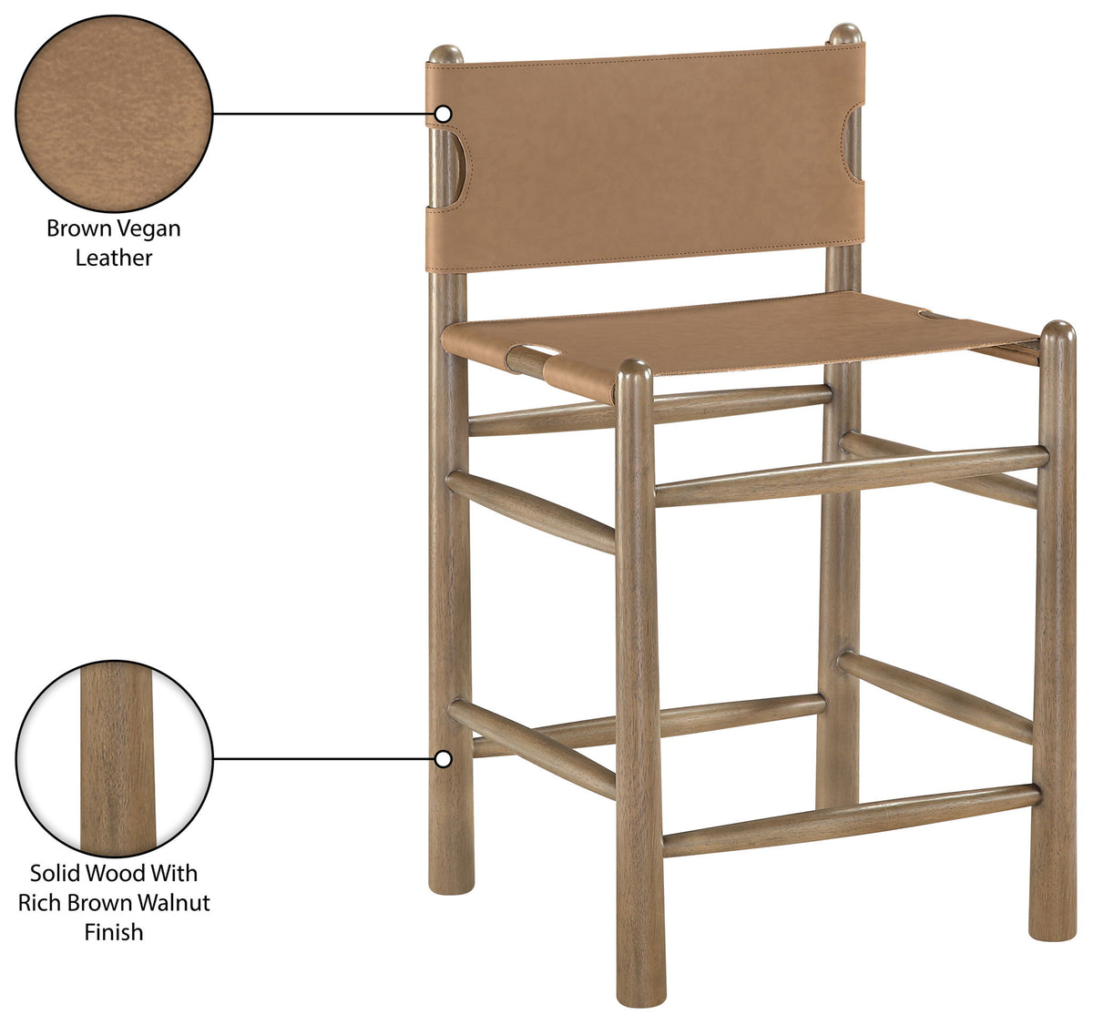 Santos - Upholstered Counter Stool With Stained Brown Base