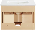 Leonardo - Engineered Stone And Solid Wood 24" Wall Mounted Bathroom Vanity