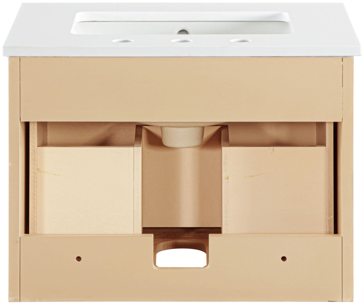 Leonardo - Engineered Stone And Solid Wood 24" Wall Mounted Bathroom Vanity