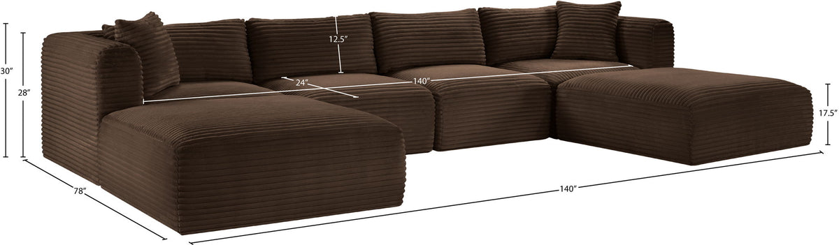 Shaggy - 6 Piece Modular Sectional With 2 Ottomans