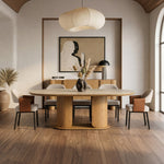 Walbrook - Modern Faux Travertine Ceramic + White Oak Oval Dining Table by VIG Furniture - View 8