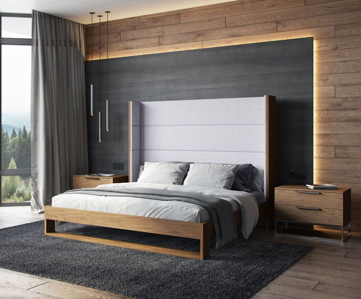 Heloise - Contemporary Grey Fabric & Walnut Trim Bed by VIG Furniture - View 6