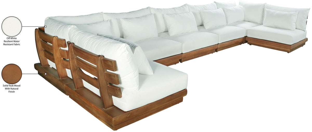 Mirella - 7 Piece Water Resistant Fabric Upholstered Outdoor Patio Modular Sectional