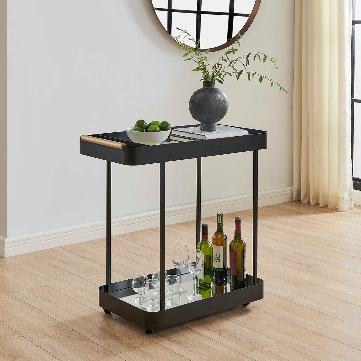 Vesper - Iron Bar Cart - Black / Brass