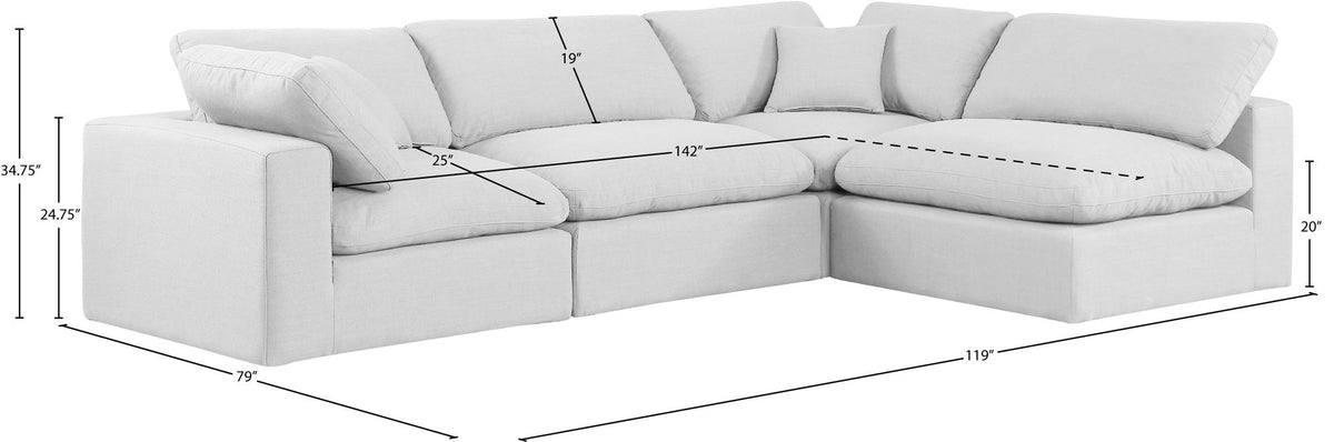Comfy - 4 Piece Linen Fabric Modular Armless Sectional