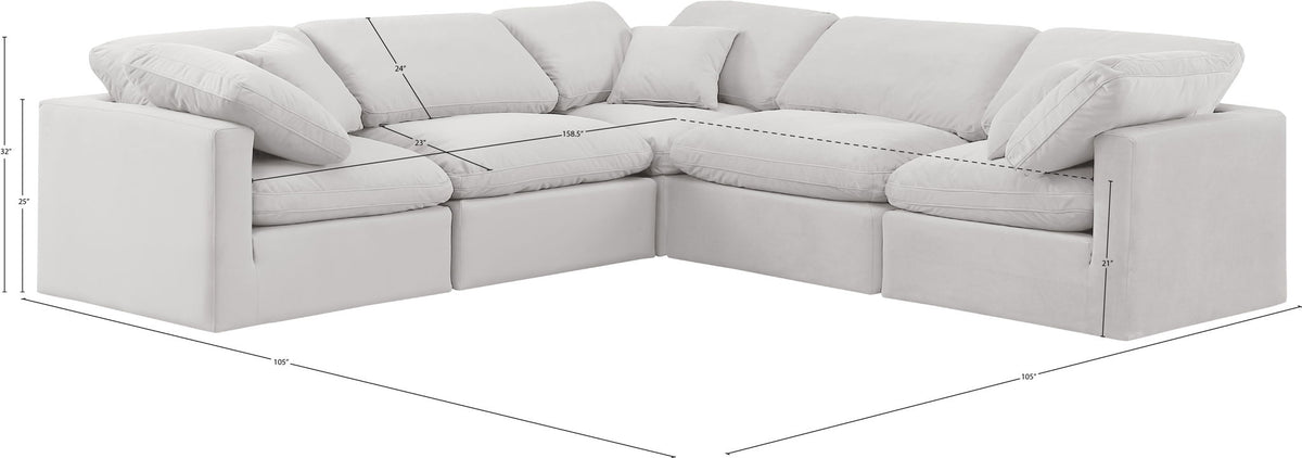 Indulge - Velvet 5 Piece Modular Corner Sectional