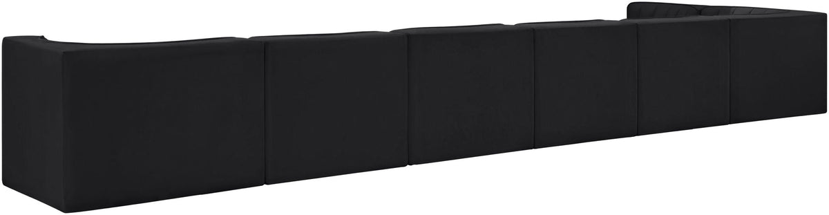 Rummi - Velvet Performance Fabric Upholstered 7 Piece Modular Sectional, L-Shaped (Right)