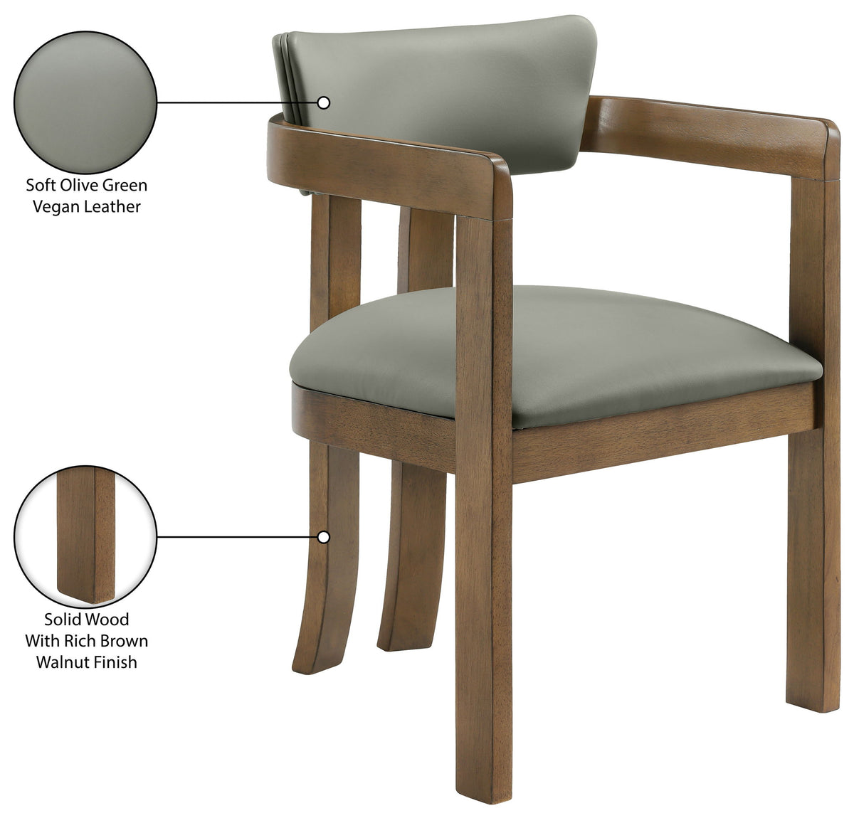 Lavrin - Vegan Leather Upholstered Dining Arm Chair (Set of 2) - Walnut Base