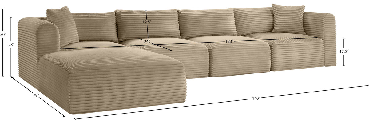 Shaggy - Fabric 5 Piece Modular Sectional With Ottoman