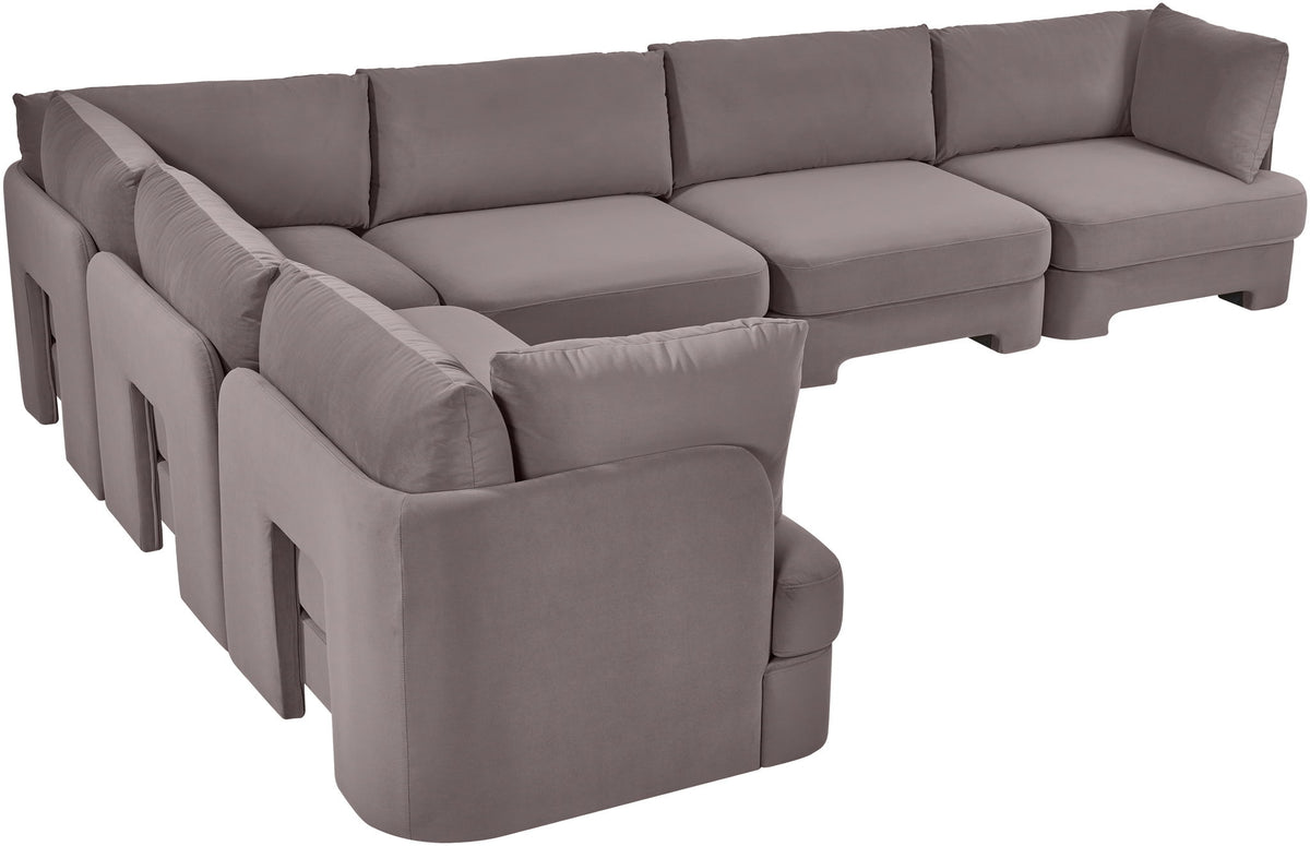 Hammond - Velvet Performance Fabric Upholstered 6 Piece Corner Sectional