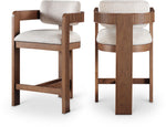 Sacha - Linen Stool With Brown Base