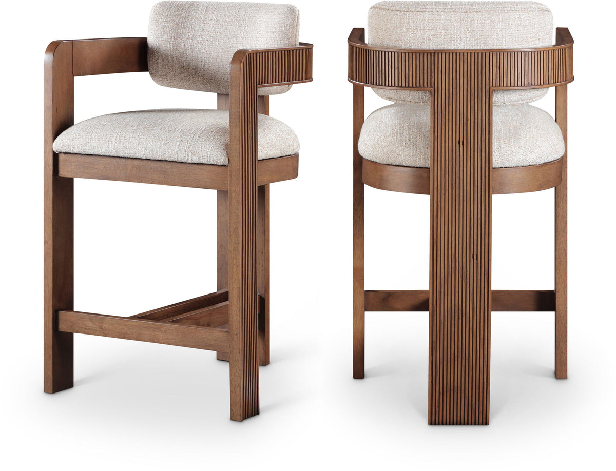 Sacha - Linen Stool With Brown Base