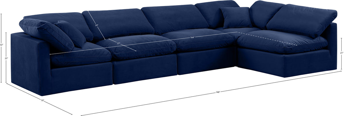 Indulge - Velvet 5 Piece Modular Sectional