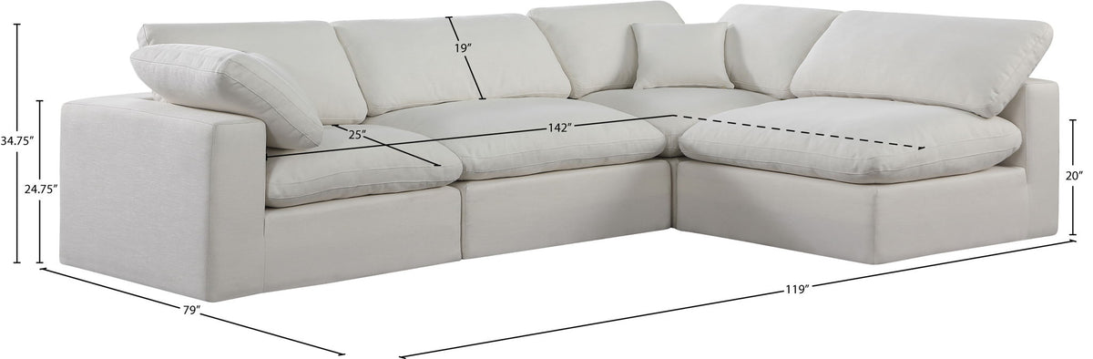 Comfy - 4 Piece Linen Fabric Modular Armless Sectional