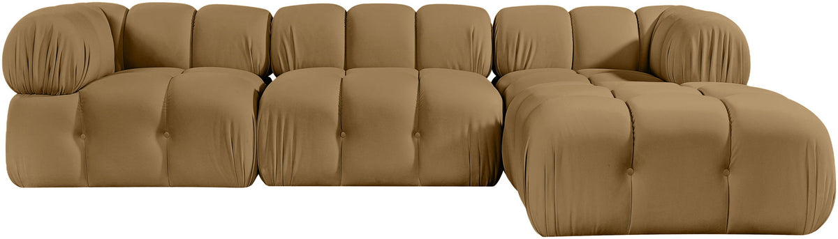 Orin - Velvet 4 Piece Modular Sectional With Chaise
