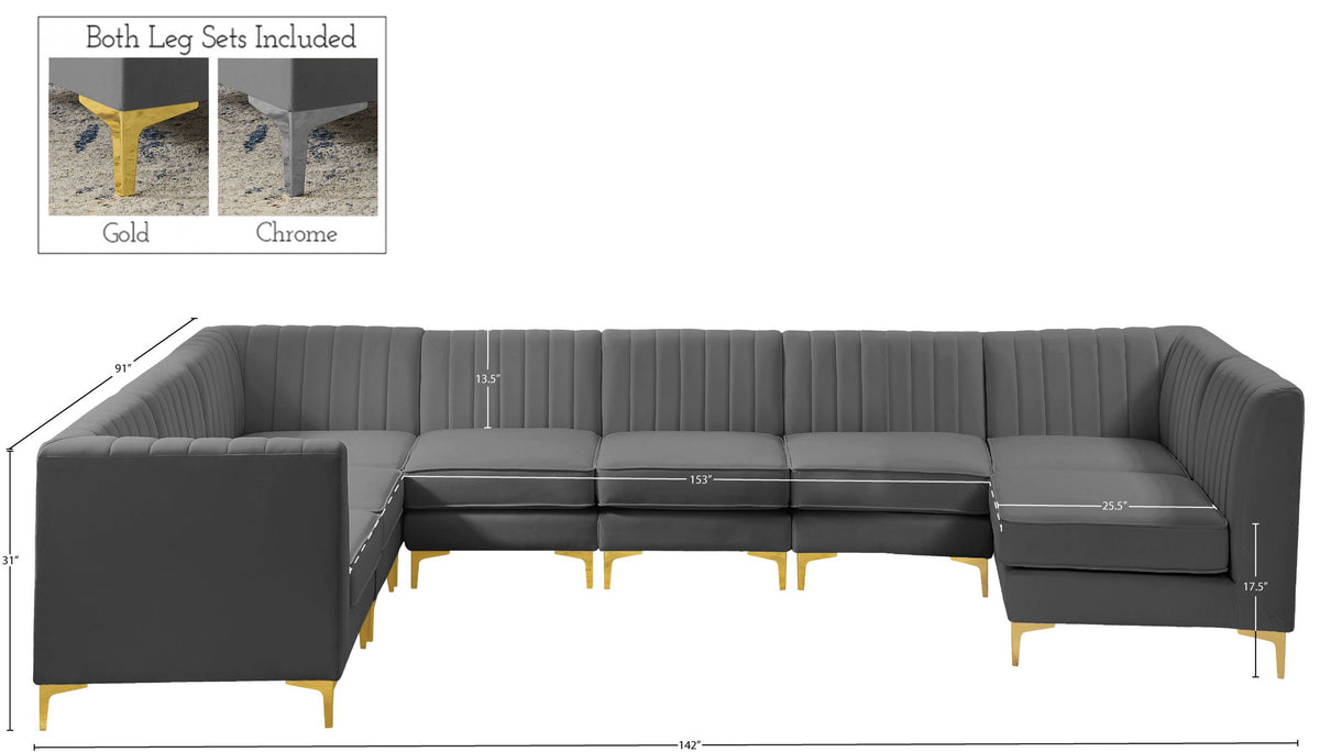 Alina - 8 Piece Velvet Modular Sectional