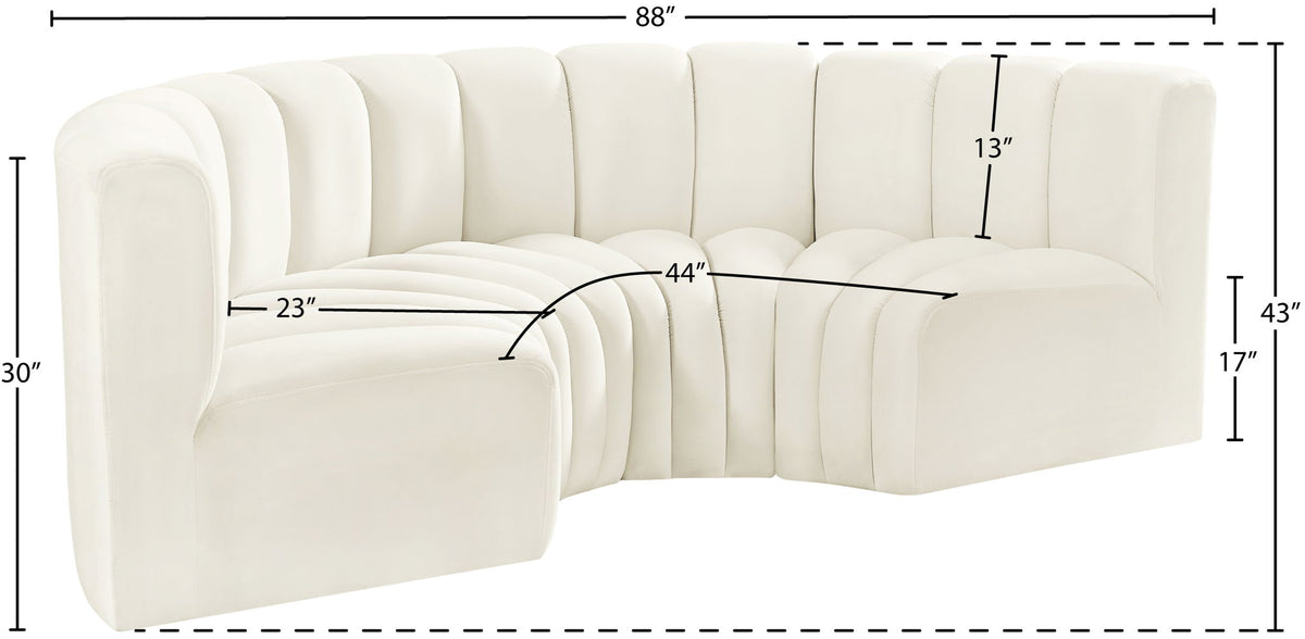 Arc - Velvet 4 Piece U-Shaped Modular Sofa