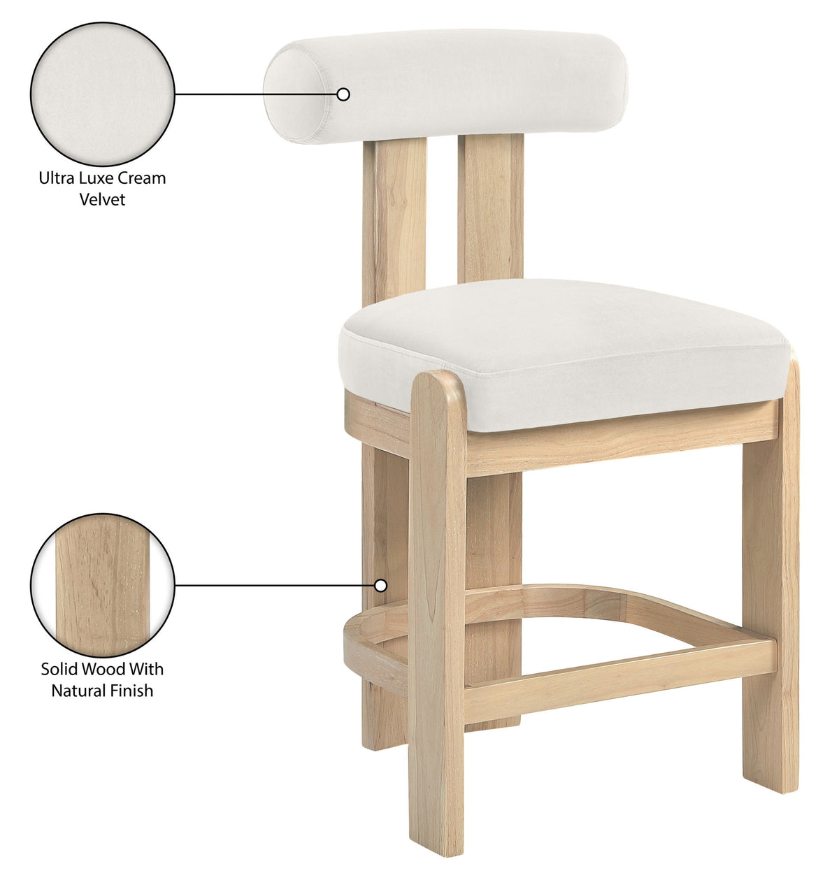 Arienzo - Velvet Performance Fabric Upholstered Counter Stool (Set of 2)