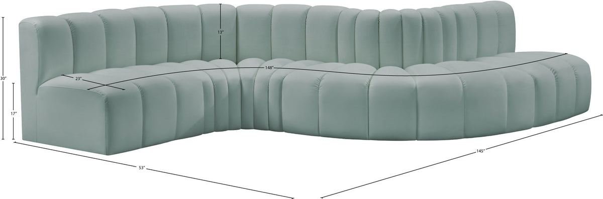 Arc - Faux Leather 6 Piece Curved Modular Sofa