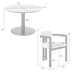 Jazmin - 5-Piece Outdoor Round Sintered Stone Dining Set - White / Black