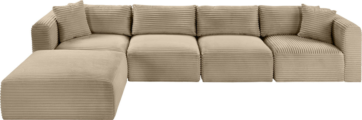 Shaggy - Fabric 5 Piece Modular Sectional With Ottoman