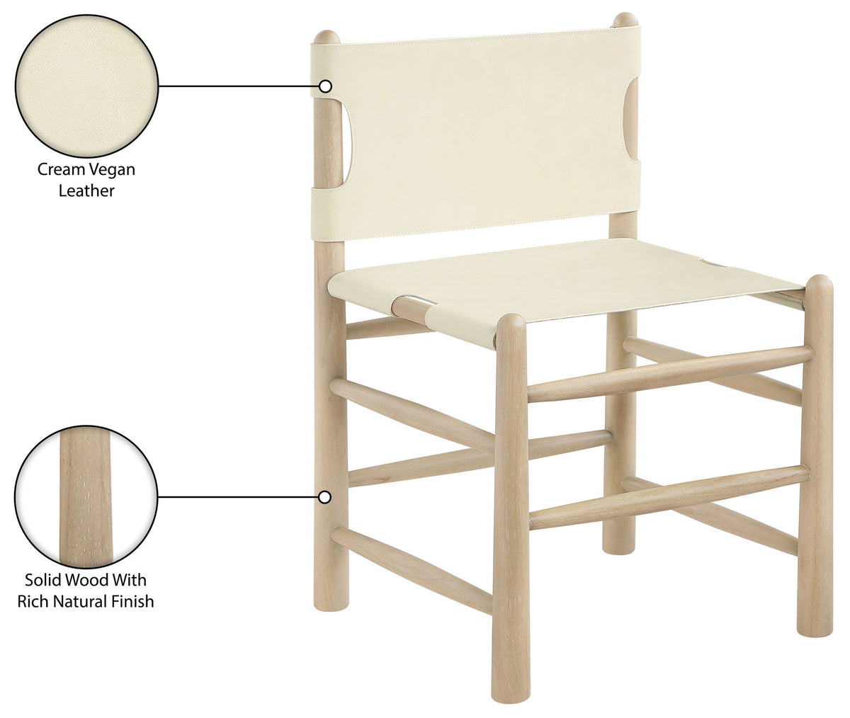 Santos - Vegan Leather Upholstered Dining Chair With Stained Natural Base (Set of 2)