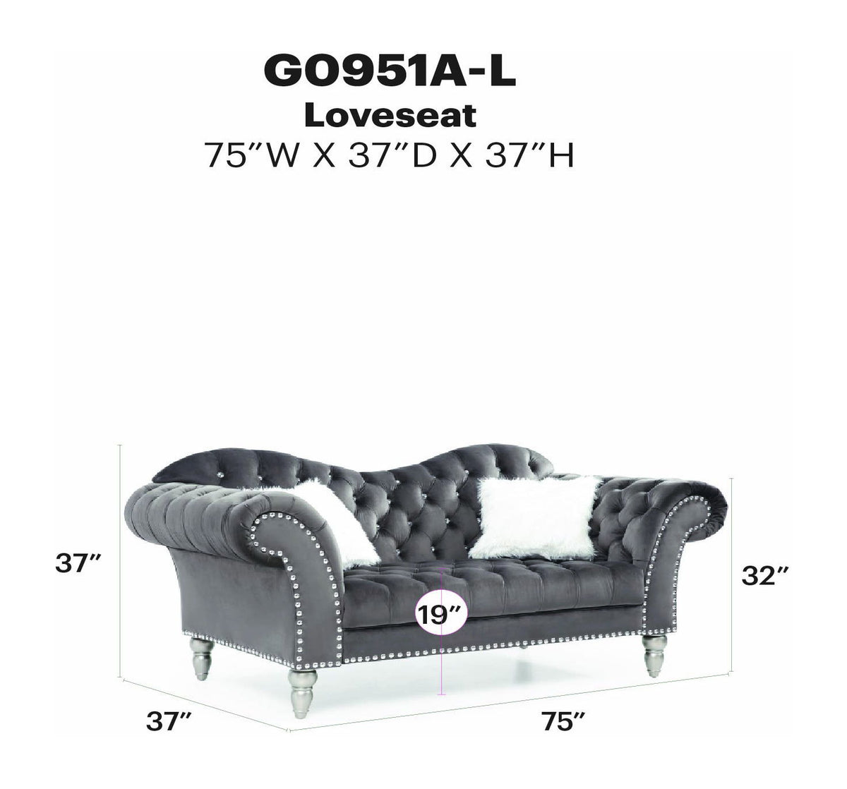 Glory Furniture - Wilshire - Loveseat