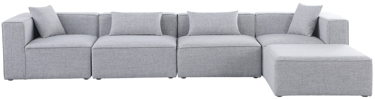 Cube - Linen 5 Piece Modular Sectional With Chaise
