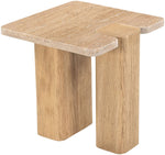 Ravenna - Genuine Fabric Travertine And Oak Wood Table