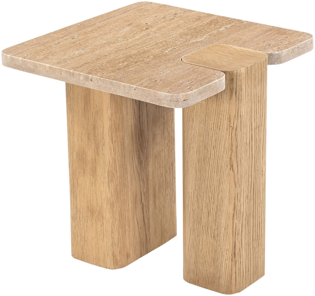 Ravenna - Genuine Fabric Travertine And Oak Wood Table