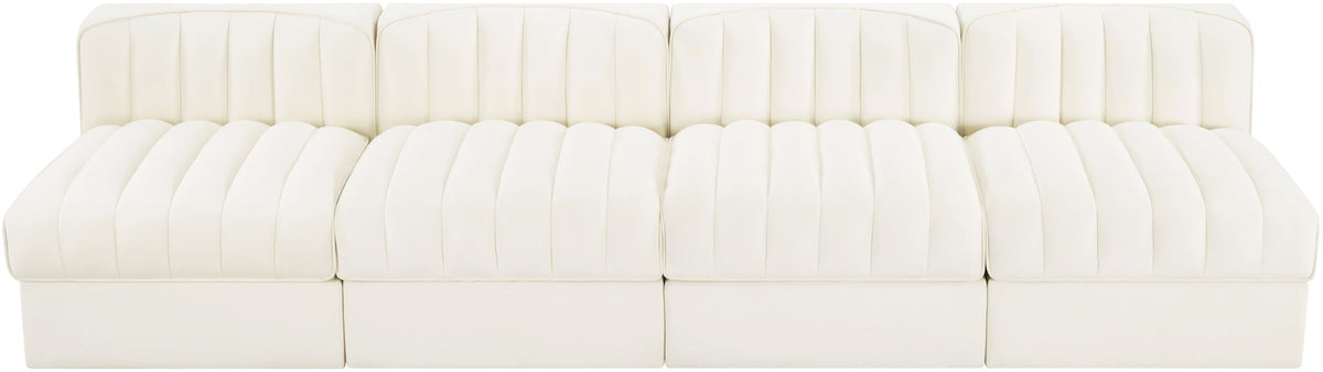 Rummi - Armless Velvet Performance Fabric Upholstered 4 Piece Modular Sofa