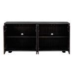 Stevenson - Chiseled 4 Door Cabinet - Black / Brown / Woodtone