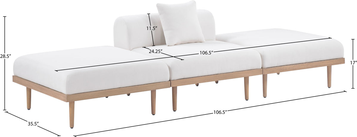 Laguna - 3 Piece Resilient Water Resistant Fabric Outdoor Patio Armless Modular Sofa