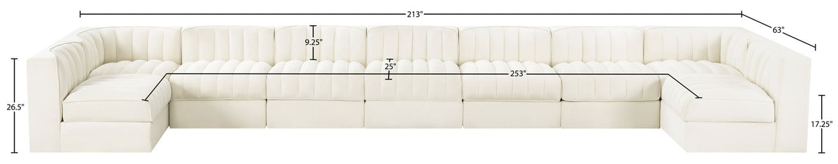 Rummi - Armless Velvet Performance Fabric Upholstered 9 Piece Modular Sectional