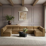 Rummi - Velvet Performance Fabric Upholstered 7 Piece Modular Sectional (With 2 Corner Chairs)