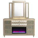 Lorient 8-drawer LED Flame Box Dresser and Mirror Ivory Camel