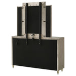 Lorient 8-drawer LED Dresser with Mirror Ivory and Camel