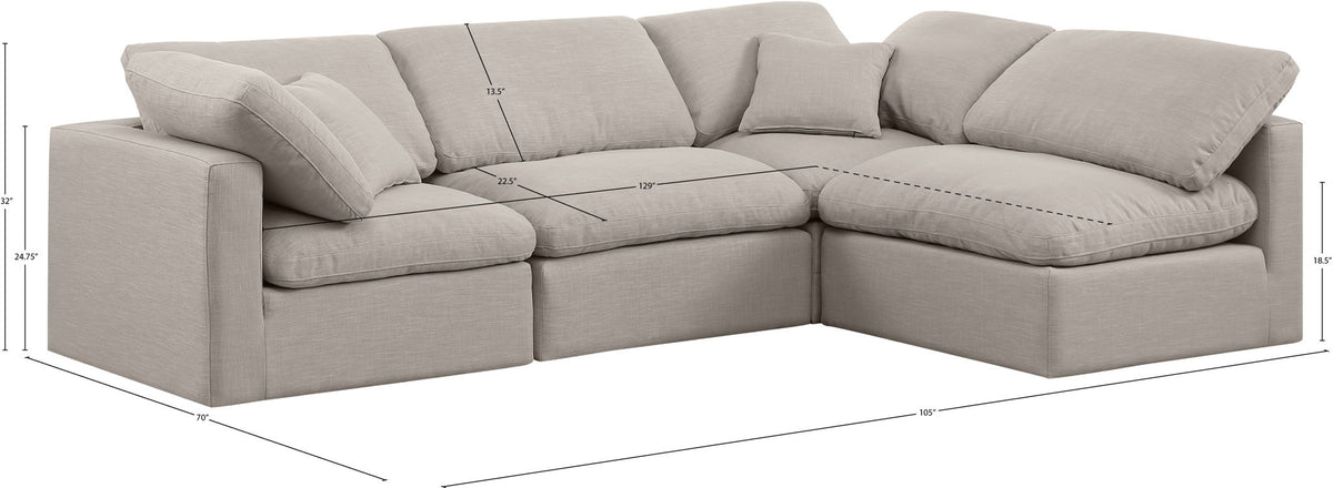 Indulge - Linen 4 Piece Modular Sectional