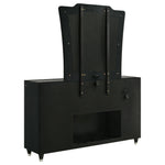 Lorient 8-drawer LED Flame Box Dresser and Mirror Black