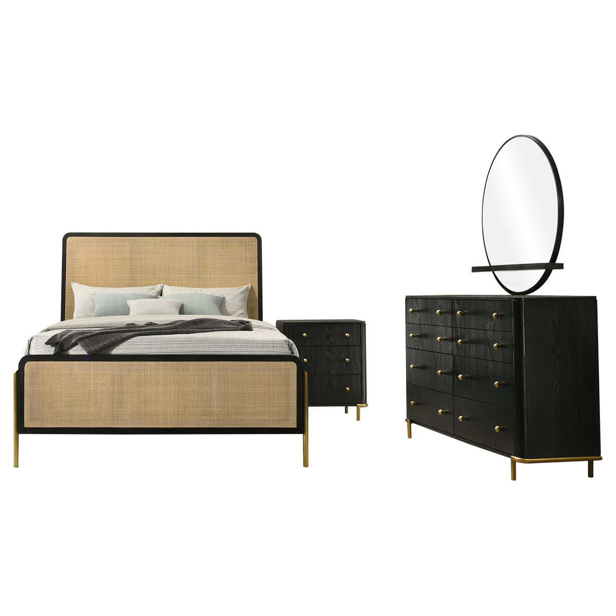 Arini 4-piece Queen Bedroom Set Black and Natural