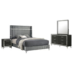 Lucia 4-piece Eastern King Bedroom Set Grey and Black