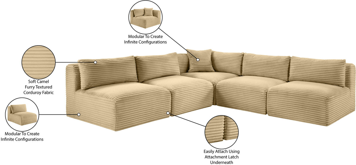 Shaggy - 5 Piece Modular Corner Armless Sectional