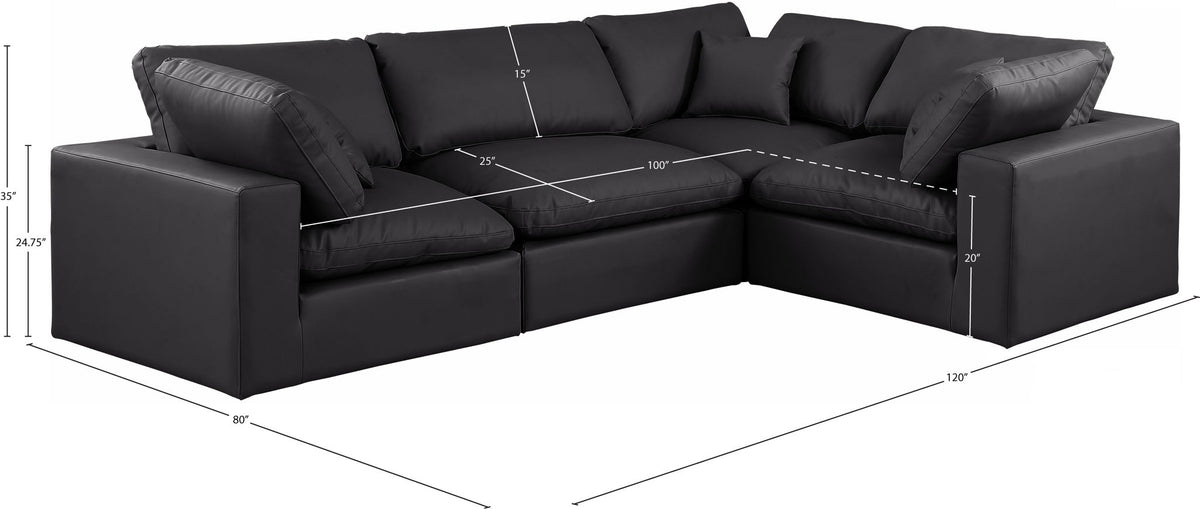 Comfy - 4 Piece Faux Leather Modular Sectional