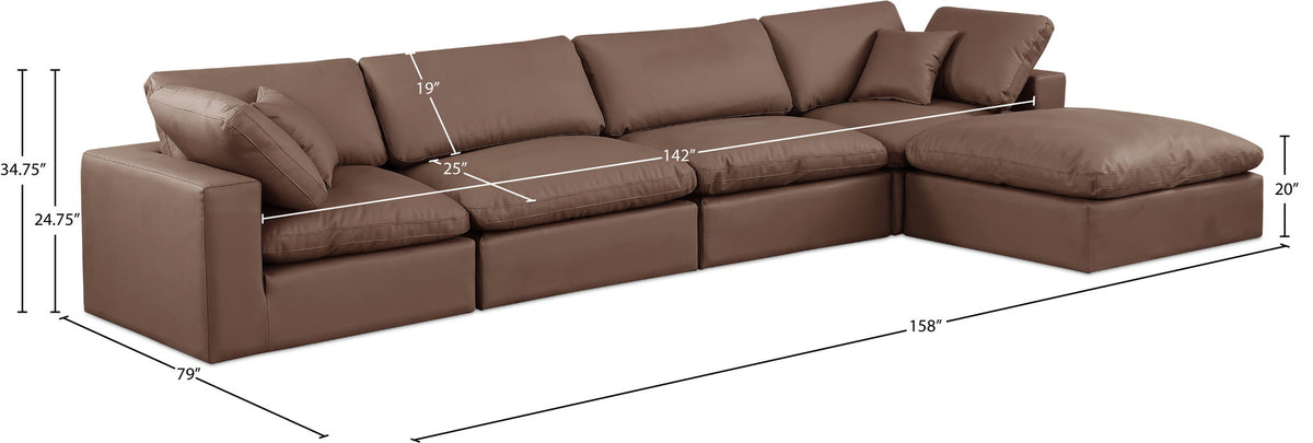 Comfy - 5 Piece Faux Leather Modular Sectional With Chaise