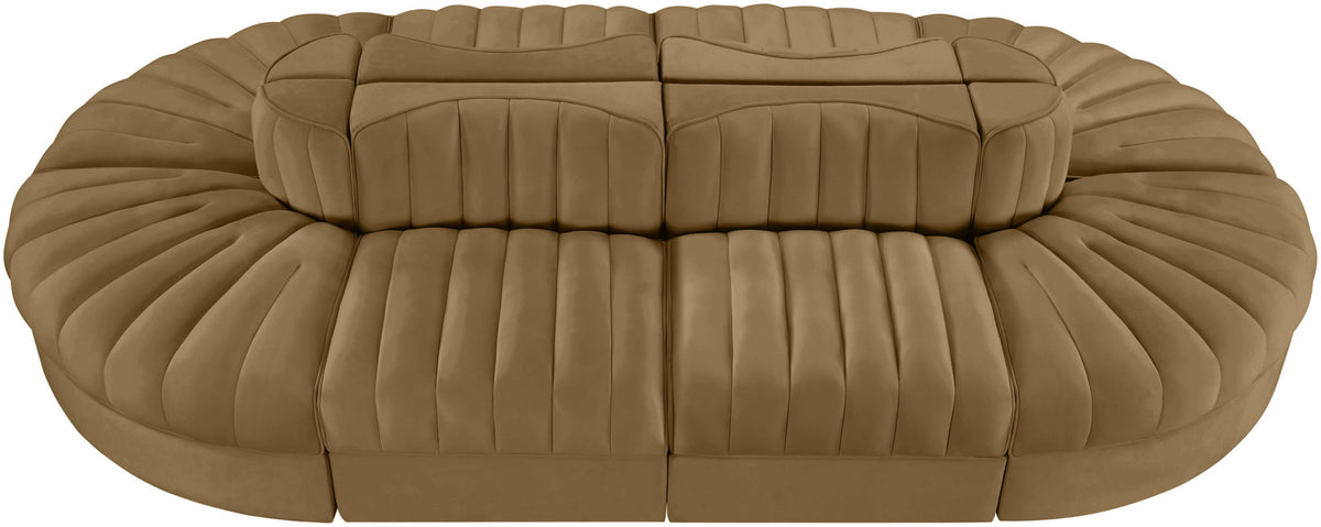 Rummi - Oval Velvet Performance Fabric Upholstered 8 Piece Modular Sectional